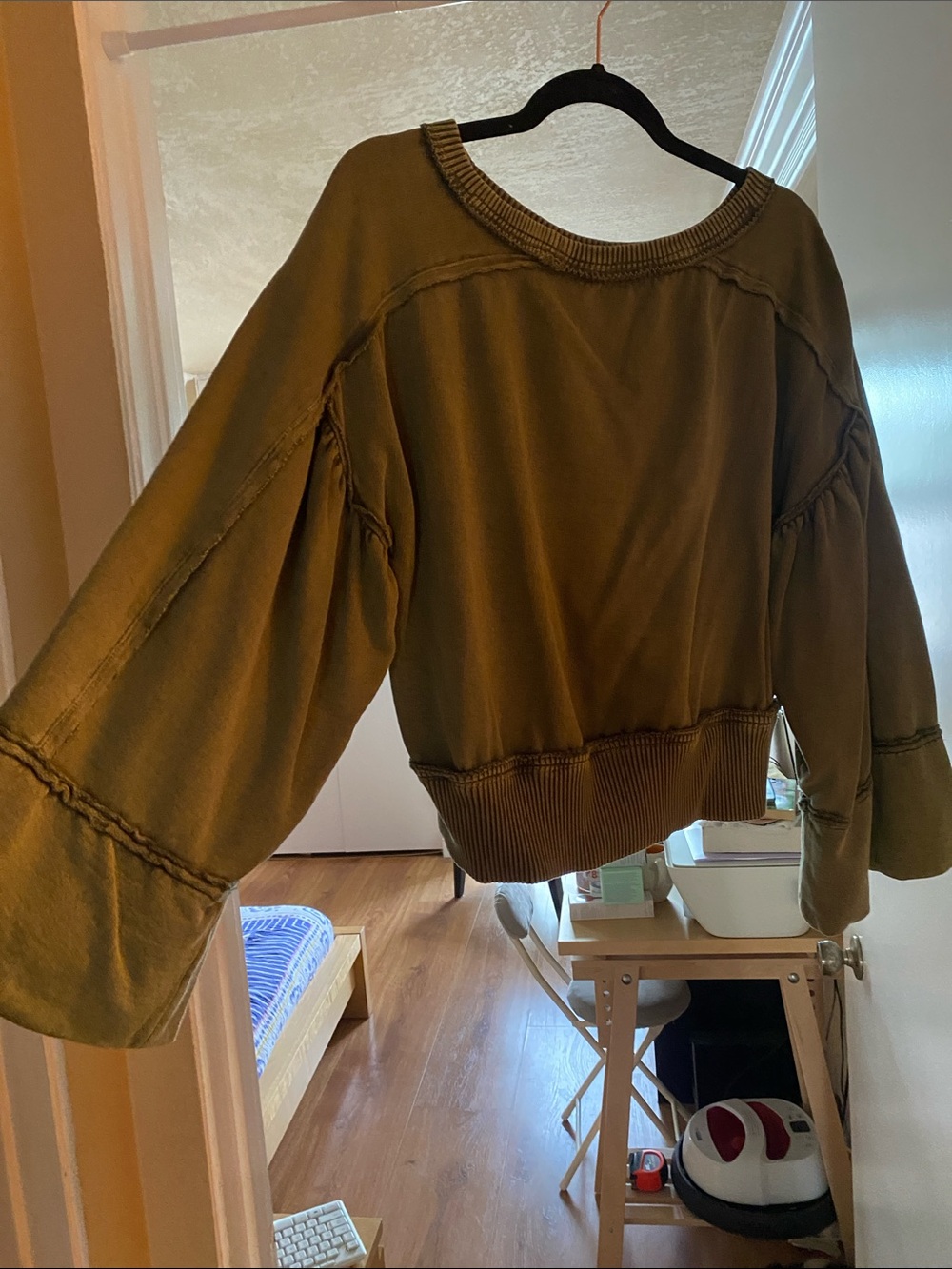 FREE PEOPLE Olive Green Women's Pullover Sweatshirt